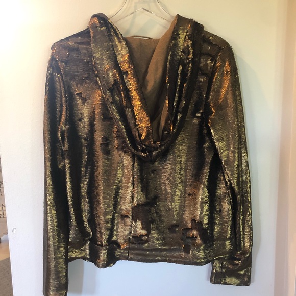 Free People Sequin Jacket Hood NWT - Picture 5 of 6